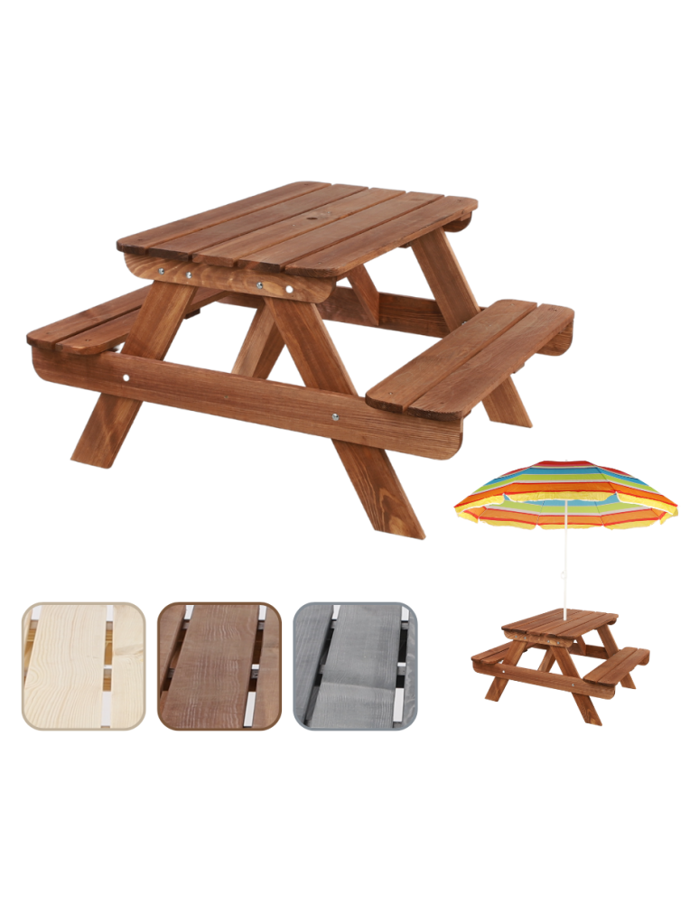 Art. Ogrodowe - Stół piknikowy z otworem na parasol SPD/80cm - Brązowy - product b2b.wamar.biz 1
