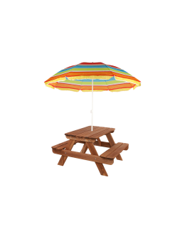 Stół piknikowy z otworem na parasol SPD/80cm - Brązowy - product 2