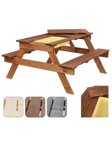 Stół piknikowy z pojemnikiem i pokrywą SPD/80cm - Brązowy