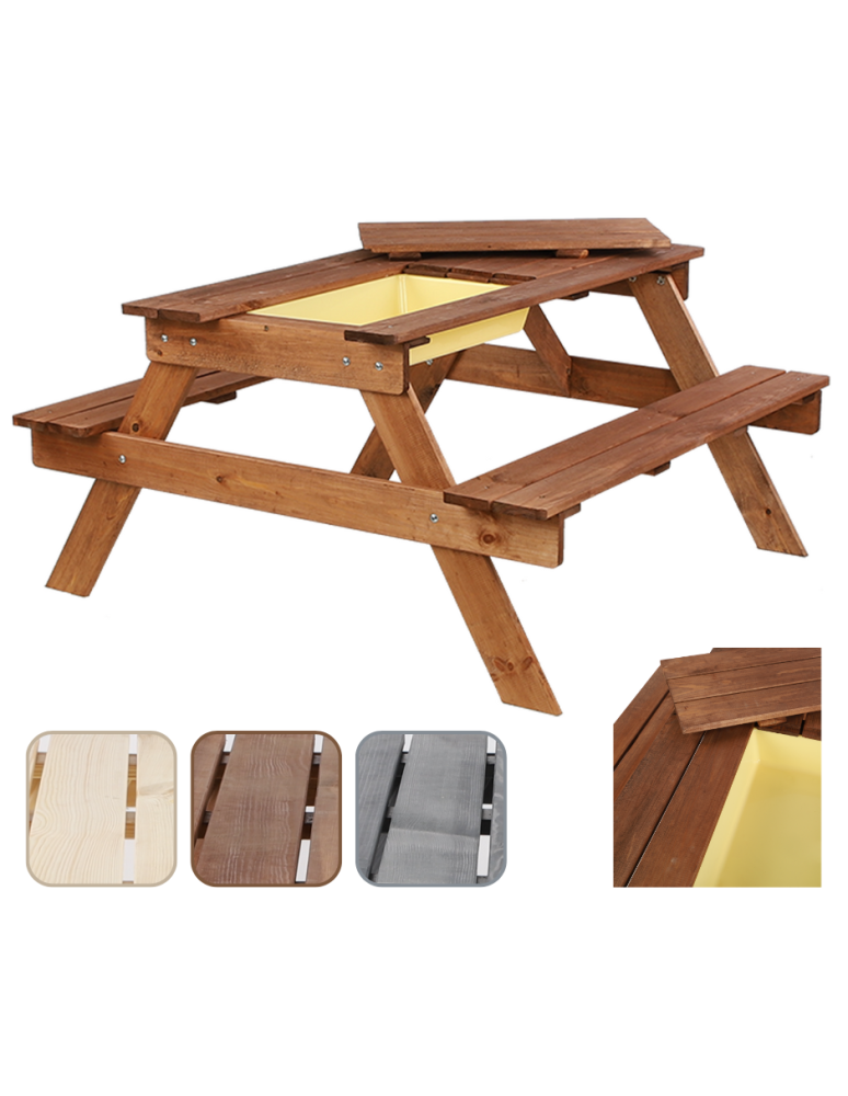 Art. Ogrodowe - Stół piknikowy z pojemnikiem i pokrywą SPD/80cm - Brązowy - product b2b.wamar.biz 1