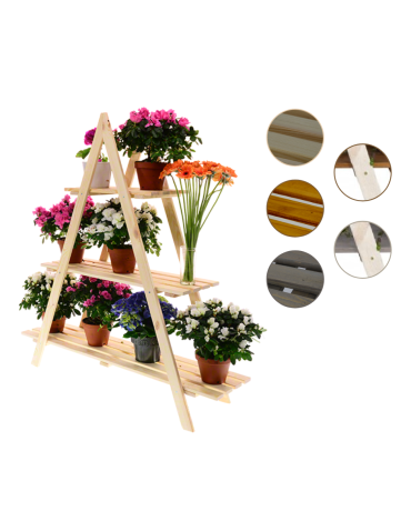 Drewniany Kwietnik 107x101x26 cm – RP/  3- poziomowy/ Naturalny