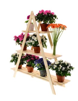 Drewniany Kwietnik 107x101x26 cm – RP/ 3- poziomowy/ Naturalny - product 2