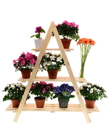 Kwietniki - Drewniany Kwietnik 107x101x26 cm – RP/ 3- poziomowy/ Naturalny - product 3