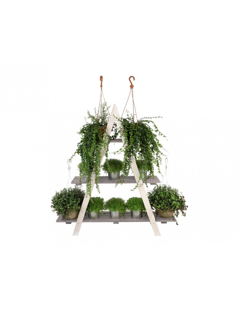 Kwietniki - Drewniany Kwietnik 107x101x26 cm – RP/ 3- poziomowy/ Biało-Szary - product b2b.wamar.biz 3