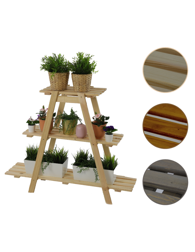 Kwietniki - Drewniany Kwietnik 79x101x26 cm – RP/  3- poziomowy/ Naturalny - product b2b.wamar.biz 1