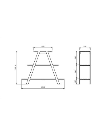 Kwietniki - Drewniany Kwietnik 79x101x26 cm – RP/ 3- poziomowy/ Naturalny - product 3