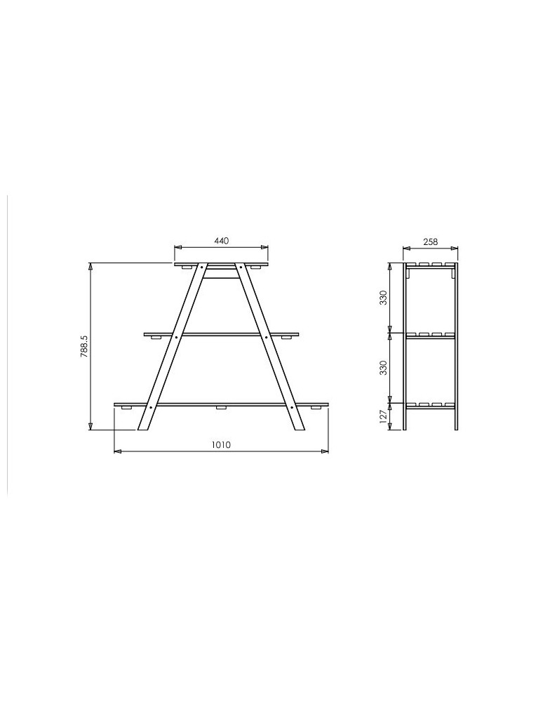 Kwietniki - Drewniany Kwietnik 79x101x26 cm – RP/ 3- poziomowy/ Naturalny - product b2b.wamar.biz 3