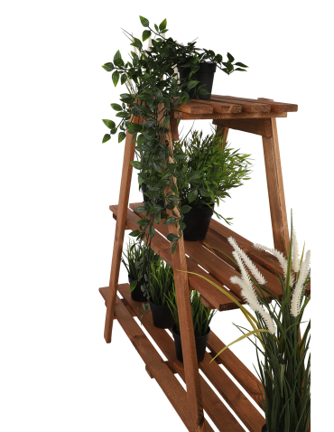 Kwietniki - Drewniany Kwietnik 79x101x26 cm – RP/ 3- poziomowy/ Brązowy - product 3