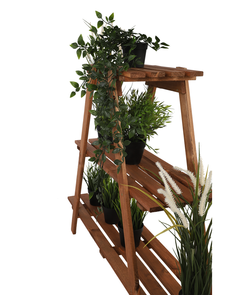 Kwietniki - Drewniany Kwietnik 79x101x26 cm – RP/ 3- poziomowy/ Brązowy - product b2b.wamar.biz 3