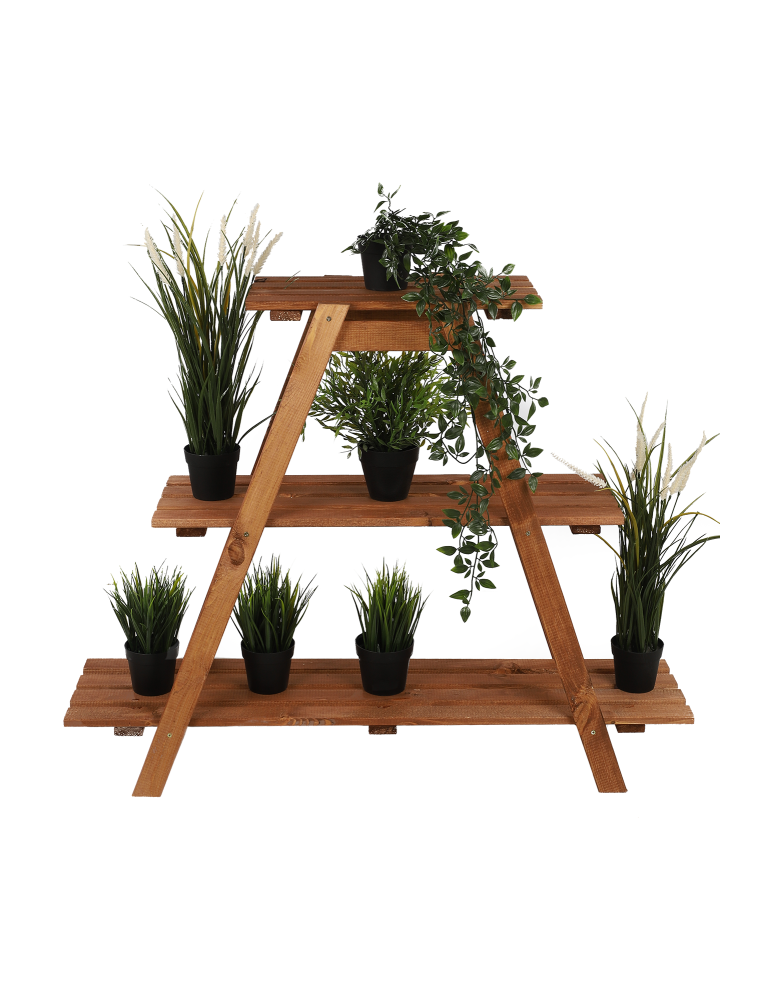 Kwietniki - Drewniany Kwietnik 79x101x26 cm – RP/ 3- poziomowy/ Brązowy - product b2b.wamar.biz 4