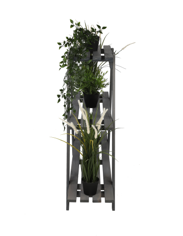 Kwietniki - Drewniany Kwietnik 79x101x26 cm – RP/ 3- poziomowy/ Szary - produkt 5