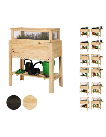 Miniszklarnia z półką dolną i domkiem dla owadów OBL - Naturalna