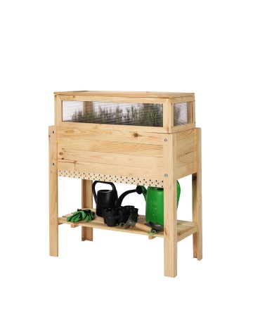 Miniszklarnie i Inspekty - Miniszklarnia z półką dolną i domkiem dla owadów OBL - Naturalna - product 3