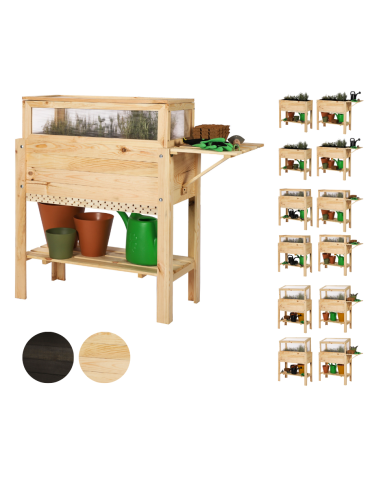 Miniszklarnia z półką dolną/boczną i domkiem dla owadów OBL - Naturalna