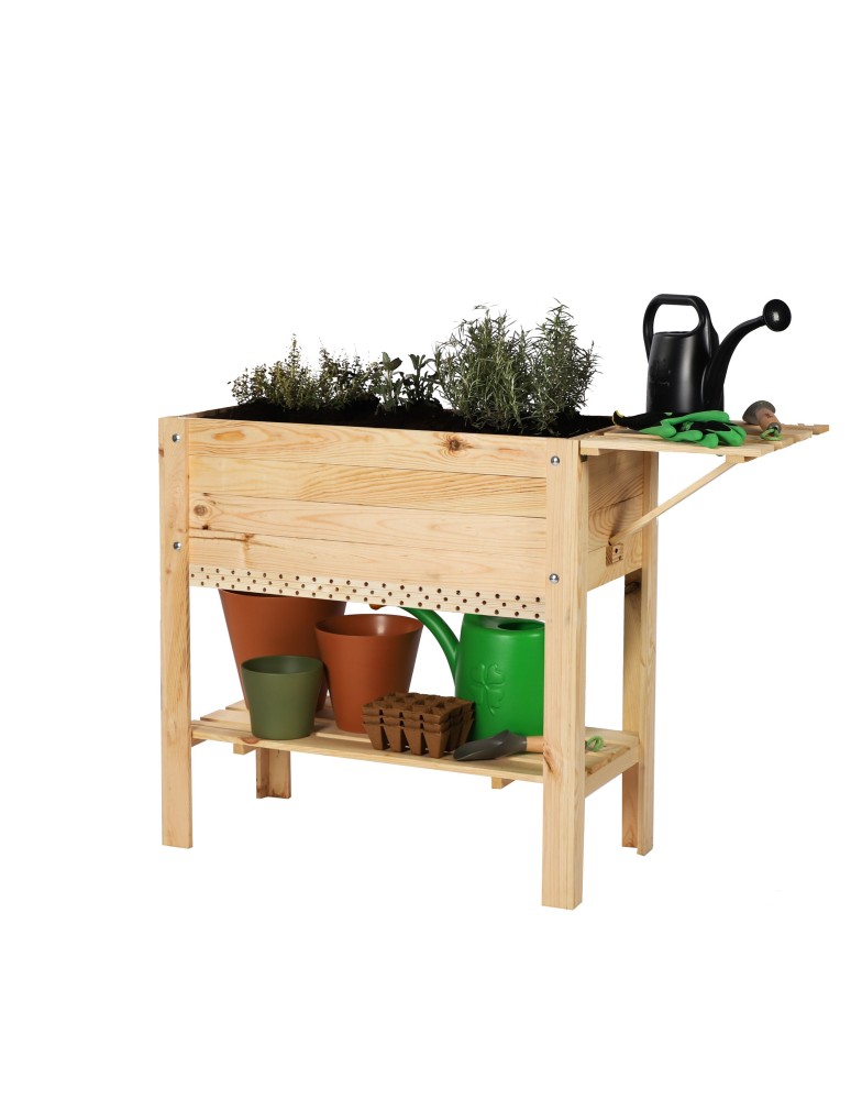 Miniszklarnie i Inspekty - Ziołownik z półką dolną/boczną i domkiem dla owadów OBL - Naturalny - product b2b.wamar.biz 2