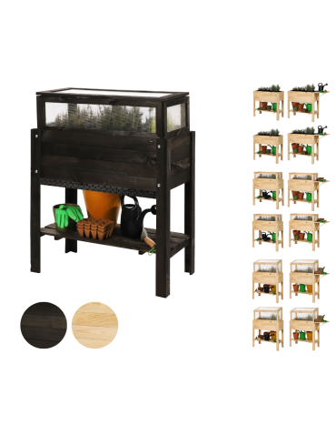 Miniszklarnia z półką dolną i domkiem dla owadów OBL - Czarna