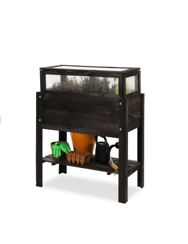 Miniszklarnia z półką dolną i domkiem dla owadów OBL - Czarna - produkt 2