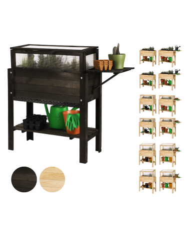 Miniszklarnia z półką dolną/boczną i domkiem dla owadów OBL - Czarna