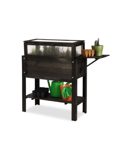 Miniszklarnia z półką dolną/boczną i domkiem dla owadów OBL - Czarna - product 2