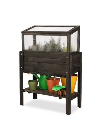 Miniszklarnie i Inspekty - Szklarnia z półką dolną i domkiem dla owadów OBL - Czarna - product 3