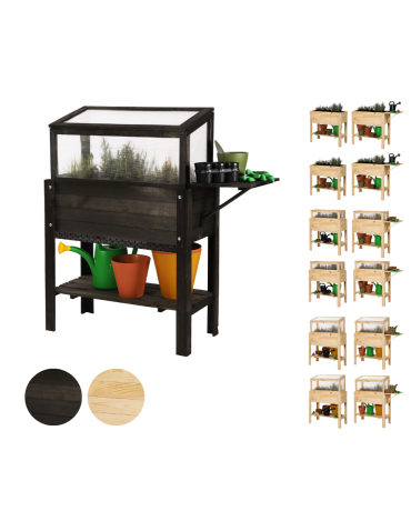 Szklarnia z półką dolną/boczną i domkiem dla owadów OBL - Czarna