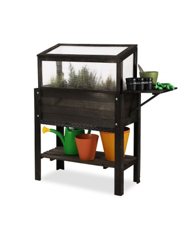 Szklarnia z półką dolną/boczną i domkiem dla owadów OBL - Czarna - product 2