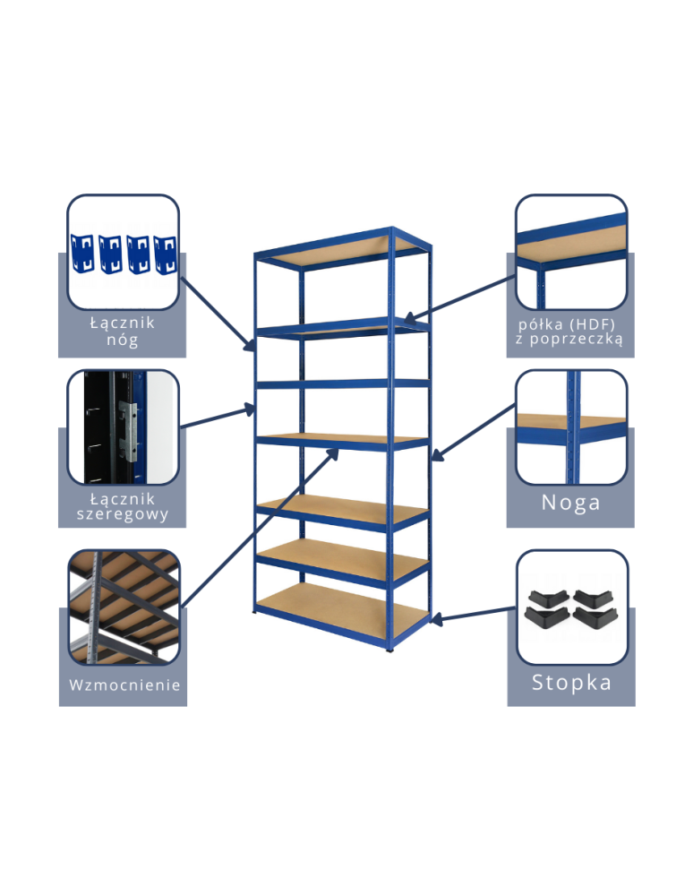 Regały Magazynowe - Łącznik nóg /1 szt/ do regału metalowego - Niebieski - product b2b.wamar.biz 2