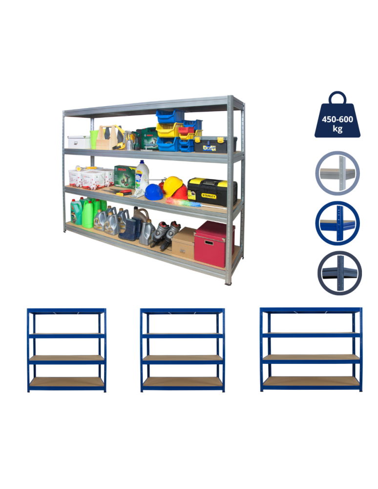 Regały - Regał do Dużych Obciążeń 177x160x60 KOLOS/ Ocynkowany - product b2b.wamar.biz 1