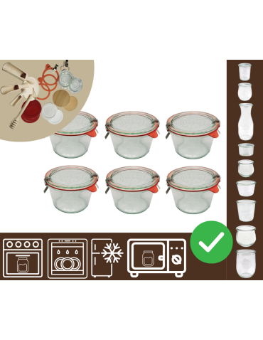 Słoiki WECK 6szt/ szkl. wieko,gumka, bl słoik 370ml MOLD