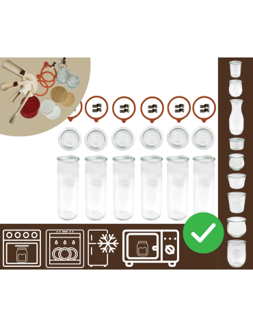 Słoiki WECK 6szt/ szkl. wieko,gumka, bl słoik 600ml CYLINDER