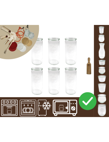 Słoiki WECK 6szt/ szklane wieko, miarka słoik 1040ml 1l CYLINDER
