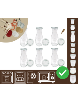 Słoiki WECK 6szt/ szklane wieko, miarka KARAFKA 1l 1062ml BUTELKA