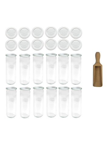 Słoiki i Dodatki - Słoiki WECK 12szt/ plastikowe wieko, miarka słoik 600ml CYLINDER - product 3