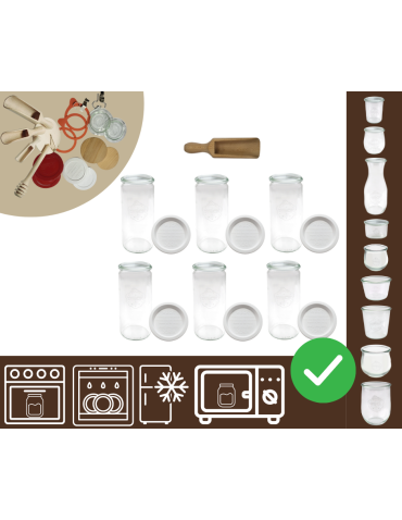 Słoiki WECK 6szt/ plastikowe wieko, miarka słoik 1040ml 1l CYLINDER