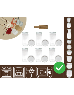 Słoiki WECK 6szt/ plastikowe wieko, miarka słoik 1040ml 1l CYLINDER