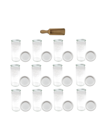Słoiki i Dodatki - Słoiki WECK 12szt/ plastikowe wieko, miarka słoik 1040ml 1l CYLINDER - product 3