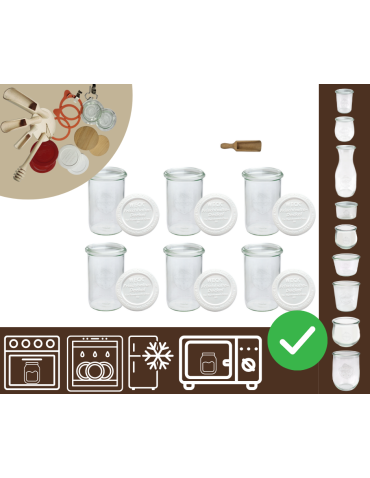 Słoiki WECK 6szt/ plastikowe wieko, miarka słoik 1050ml 1l MOLD