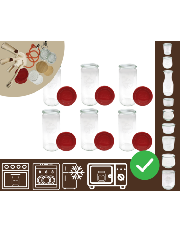 Słoiki WECK 6szt/ silikonowe wieko słoik 1040ml 1l CYLINDER