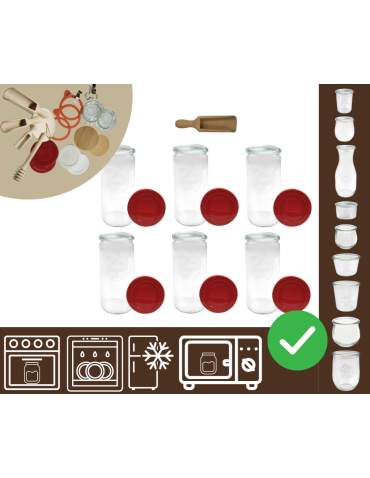 Słoiki WECK 6szt/ silikonowe wieko, miarka słoik 1040ml 1l CYLINDER
