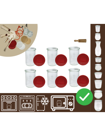 Słoiki WECK 6szt/ silikonowe wieko, miarka słoik 1050ml 1l MOLD