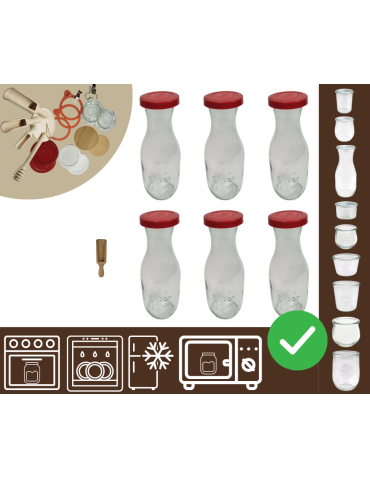 Słoiki WECK 6szt/ silikonowe wieko, miarka KARAFKA 1l 1062ml BUTELKA