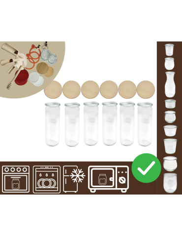 Słoiki WECK 6szt/ drewniane wieko słoik 600ml CYLINDER