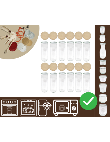 Słoiki WECK 12szt/ drewniane wieko słoik 600ml CYLINDER