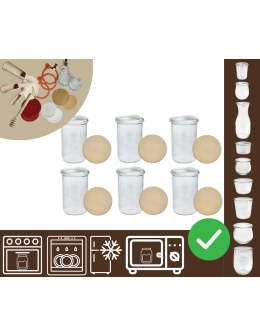 Słoiki WECK 6szt/ drewniane wieko słoik 1050ml 1l MOLD