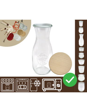 Słoiki WECK / drewniane wieko KARAFKA 1l 1062ml BUTELKA