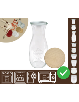 Słoiki WECK / drewniane wieko KARAFKA 1l 1062ml BUTELKA