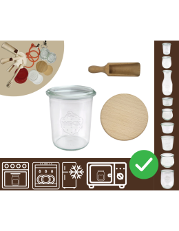 Słoiki WECK / drewniane wieko, miarka słoik 160ml MOLD