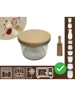 Słoiki WECK / drewniane wieko, miarka słoik 200ml MOLD