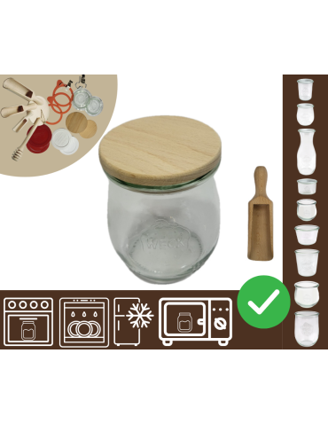 Słoiki WECK / drewniane wieko, miarka słoik 220ml TULIP