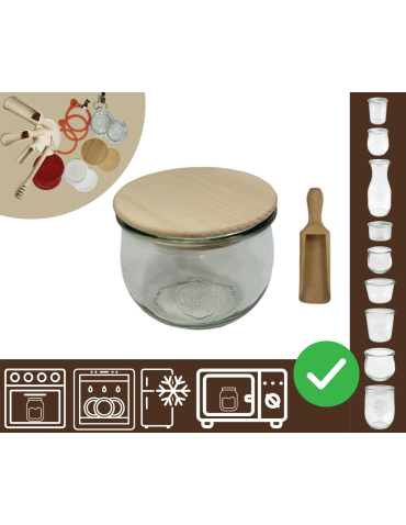 Słoiki WECK / drewniane wieko, miarka słoik 370ml TULIP